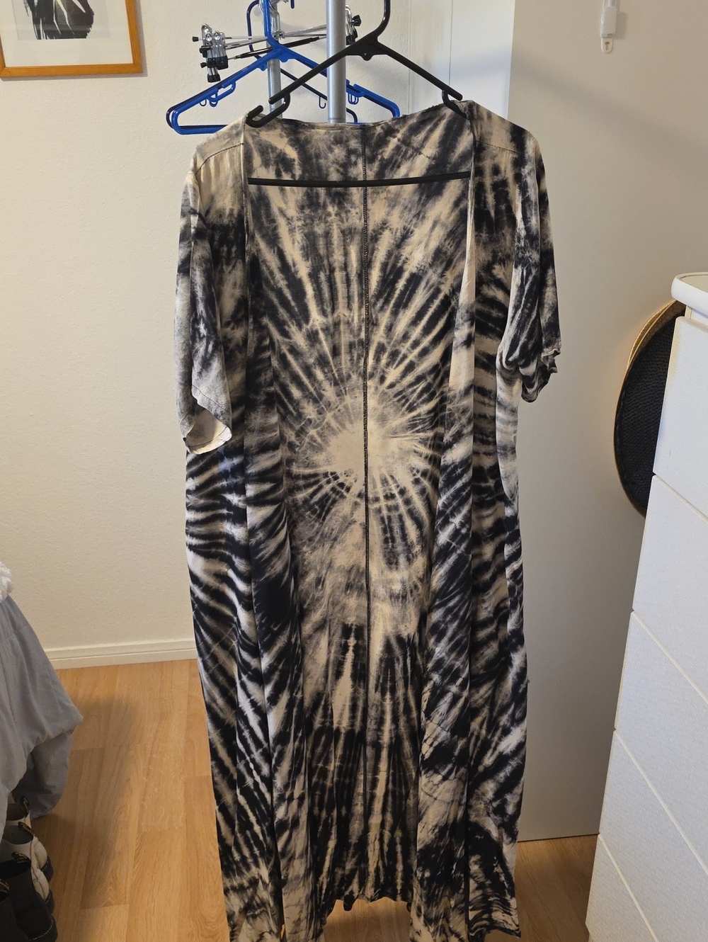 Tie-Dye Maxi Cover Up - Black & Cream No Waiste Tie